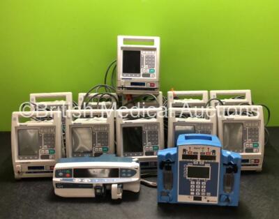 Job Lot Including 11 x Baxter Pumps, 1 x CareFusion Alaris SE Pump and 1 x CareFusion Alaris GH Guardrails Plus Syringe Pump *SN 21021779DB / 24040258DL / 21021757DB / 24040026DL / 24040339DL / 21021755DB / 135098140 / 800280235* (in cage)