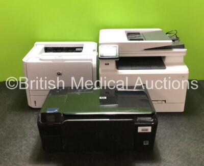 Job Lot Including 1 x HP P2035 LaserJet Printer (Powers Up) 1 x HP MFP M281fdw LaserJet Pro Printer (Powers Up) and 1 x HP C4680 Photosmart Printer / Scanner (Untested Due to No Power Supply)