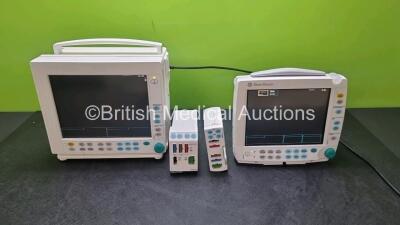 Job Lot Including 1 x GE Datex Ohmeda F-CM1-04 Anaesthesia Monitor with Type E-PRESTN-00 Module Including ECG, SpO2, T1, T2, P1, P2 and NIBP Options (Powers Up, Damage to Casing - See Photo) and 1 x GE Type F-FM-01 Patient Monitor, 1 x GE Type E-PSMP-01 