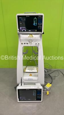 2 x Invivo Expression MRI Patient Monitors on 1 x Stand with Accessories (Both Power Up with 2 x Power Supplies)