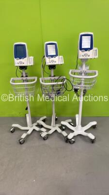 3 x Welch Allyn Spot Vital Signs LXi Patient Monitors on Stands (All Power Up) *W*