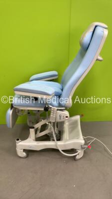 Givas Electric Patient Chair with Controller and Spare Arm Cushions (Powers Up with Minor Rear Base Damage - See Photo) - 2