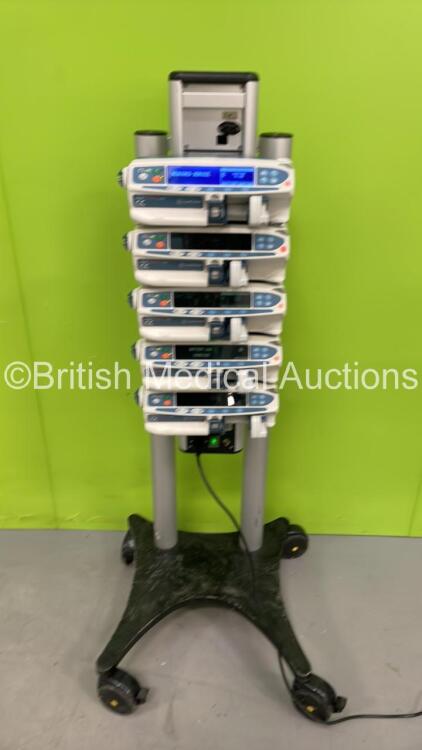 Asena Docking Station with 5 x Carefusion Alaris CC with Guardrails Plus Pumps (4 x Draw Power, 1 x No Power)