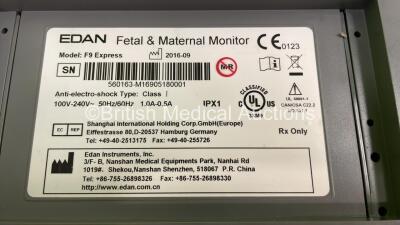 Edan F9 Fetal Monitor on Stand with 2 x Transducers and Finger Trigger (Powers Up) - 4