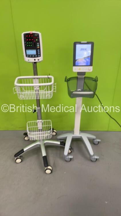 1 x Mindray VS-800 Vital Signs Monitor on Stand (Powers Up - Damaged) and 1 x Mindray VS-900 Vital Signs Monitor on Stand (Powers Up - Damaged)