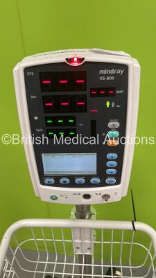 1 x Mindray VS-800 Vital Signs Monitor on Stand (Powers Up - Damaged) and 1 x Mindray VS-900 Vital Signs Monitor on Stand (Powers Up - Damaged) - 2