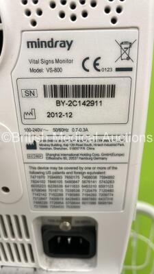 1 x Mindray VS-800 Vital Signs Monitor on Stand (Powers Up - Damaged) and 1 x Mindray VS-900 Vital Signs Monitor on Stand (Powers Up - Damaged) - 5