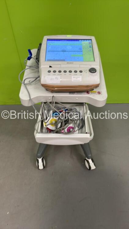 Edan F9 Fetal Monitor on Stand with 2 x Transducers and Finger Trigger (Powers Up with Some Casing Damage - See Photo)