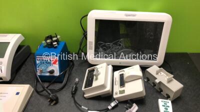 Mixed Lot Including 1 x St.Judes Medical Quantien Monitor with Power Supply, 1 x Scientific Industries Vortex Genie 2 Unit, 1 x Siemens Clinitek Status+ Analyzer, 1 x Quail Digital Healthcare Headset System Base Station, 1 x Welch Allyn Head Torch (Damage - 4