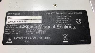 Mixed Lot Including 1 x Buffalo Filter VisiClear Surgical Smoke Plume Evacuator, 1 x ConMed ClearView Smoke Evacuation System (Damage to Casing) 1 x Aquiline Footswitch and 1 x Mitek VAPR3 Electrosurgical Unit (Powers Up) with 1 x Footswitch *SN 0622181 / - 8