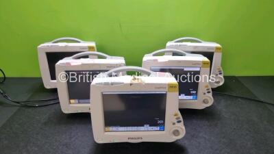 5 x Philips IntelliVue MP20 Patient Monitors (All Power Up 3 x with Damage to Casing - See Photos) *SN DE5401372 / DE72862244 / DE72874973 / DE72874965 / DE72870014* (W)