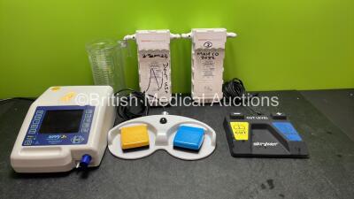 Mixed Lot Including 1 x Serres Suction Cup, 1 x B & D Electromedical Nippy 3+ Ventilator (Powers Up with Blank Display-See Photo) 2 x Medrad Spectris Solaris EP MR Injection System Cartridges, 1 x Olympus Footswitch and 1 x Stryker REF 279-000-010 Footswi