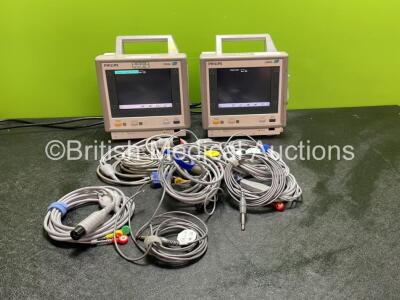 Mixed Lot Including 1 x Philips M3046A M4 Patient Monitor (Powers Up) 1 x Philips M3046A M3 Patient Monitor (Powers Up) 5 x ECG Patient Monitoring Leads