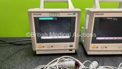 Mixed Lot Including 1 x Philips M3046A M4 Patient Monitor (Powers Up) 1 x Philips M3046A M3 Patient Monitor (Powers Up) 5 x ECG Patient Monitoring Leads - 2