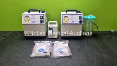 Mixed Lot 2 x SAM 12 Medical Suction Units with 2 x Hose and 1 x Suction Cup *Mfd 2020* and 1 x Sino Medical SN-1800V Infusion Pump *Mfd 2020* (All Units Power Up)