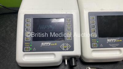 3 x B & D Electromedical Nippy Junior + Ventilators with 1 x B & D Electromedical External Battery (All Power Up) - 2