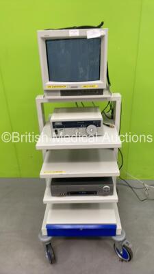 CTL Stack Trolley with Sony Trinitron Monitor, Karl Storz Xenon Nova 201315 20 Light Source and JVC T-V Link VHS Recorder (All Power Up) *6007832 / AF0605843*