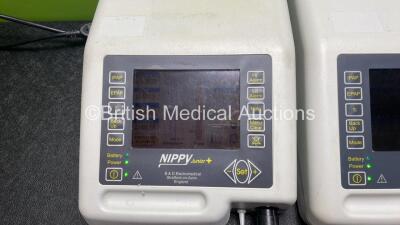 3 x B & D Electromedical Nippy Junior + Ventilators with 2 x B & D Electromedical External Batteries (All Power Up) - 2