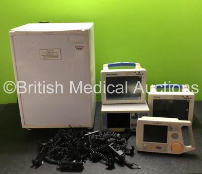 Mixed Lot Including 1 x Electrolux Fridge, 1 x Kontron Micromon 7142B Blood Pressure Patient Monitor (Powers Up with Fault) 2 x Welch Allyn Propaq CS Patient Monitors, 1 x Philips C1 Monitor, Quantity of Pump Clips, 1 x SAM 12 Suction Unit (Powers Up) and