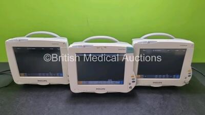 3 x Philips IntelliVue MP50 Anaesthesia Monitors (All Power Up 2 x Missing Casing) *SN DE820B2037 / DE82060806 / DE820B2049* (W)