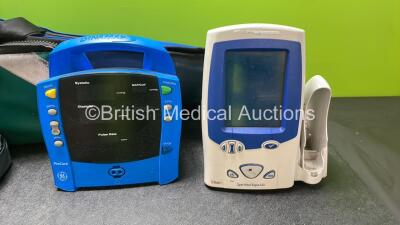 Mixed Lot Including 1 x Sager Emergency Traction Splint, 1 x Donway Traction Splint, 1 x Oxygen Bottle Bag, 1 x EZ-IO Bag, 1 x Dinamap Procare Patient Monitor (Untested Due to Missing Power Supply) 1 x Masimo Set Spot Vital Signs LXi Patient Monitor (Spar - 2