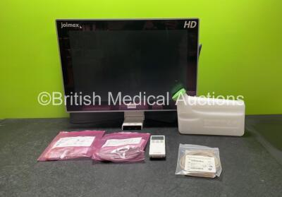 Mixed Lot Including 1 x Joimax JFMS2400 Flat Screen Monitor (Untested Due to Missing Power Supply) 1 x Olympus MAJ-1603 Flushing Pump, 1 x Mitsubishi Remote Controller and 3 x Patient Monitoring Cables *SN RLA502A700C, 091842*