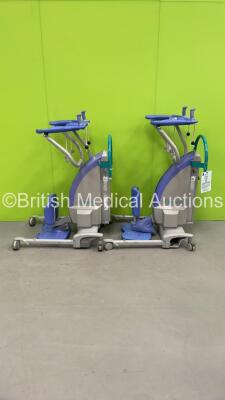 2 x Arjohuntleigh Encore Patient Hoists with 2 x Controllers (Both Untested Due to Missing Batteries with Damage to Wheels) *SN GB4903932162005, GB520414132T*