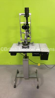 Haag Streit Bern SL 900 Slit Lamp with Binoculars, 2 x 10x Eyepieces on Hydraulic Table - Incomplete, See Photos (Powers Up with No Bulb)