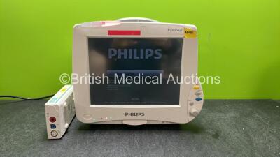 Philips IntelliVue MP50 Patient Monitor with 1 x Philips M3001A Module Including ECG, SpO2 and NBP Options (Powers Up with Missing Tag-See Photo) *SN DE44162932, DE72848907*