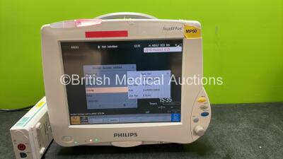 Philips IntelliVue MP50 Patient Monitor with 1 x Philips M3001A Module Including ECG, SpO2 and NBP Options (Powers Up with Missing Tag-See Photo) *SN DE44162932, DE72848907* - 2