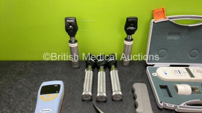 Mixed Lot Including 5 x Welch Allyn Otoscopes, 1 x Daray Pulse Oximeter, 1 x 3M Model 9665 Charger, 1 x Karl Storz 8401 BXC C-MAX Handle, 1 x Medi Plinth Controller and 1 x Carefusion Micro CO Meter - 2