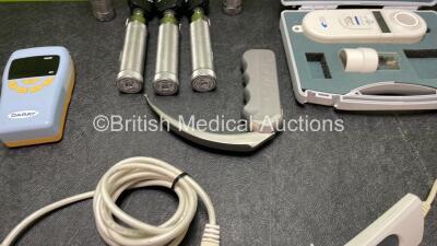 Mixed Lot Including 5 x Welch Allyn Otoscopes, 1 x Daray Pulse Oximeter, 1 x 3M Model 9665 Charger, 1 x Karl Storz 8401 BXC C-MAX Handle, 1 x Medi Plinth Controller and 1 x Carefusion Micro CO Meter - 3