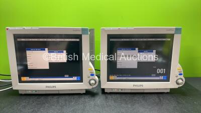 2 x Philips IntelliVue MP70 Patient Monitors (Both Power Up)