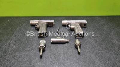 2 x Stryker System 6 6205 Rotary Handpieces with 1 x Stryker 4100-62-000 Wire Collet Attachment, 1 x 5203-135-000 Hudson Modified Trinkie and 6203-133 1/4 in. Keyless Chuck