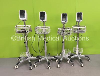 4 x Mindray VS-800 Patient Monitors on Stands with Various Leads (All Power Up, 1 with Blank Screen-See Photo) *SN BY99115139 / BY99115147 / BY99115169 / BY99115172