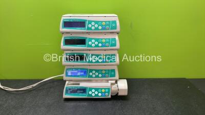 Job Lot of Pumps Including 4 x B Braun Infusomat Space Pumps (All Power Up) 1 x B Braun Perfusor Space Pump (Powers Up) 1 x AC Power Supply *SN 453765, 453446, 18507, 205529, 13626*