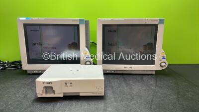 Job Lot Including 2 x Philips IntelliVue MP70 Patient Monitors (Both Power Up) 1 x Philips IntelliVue G5 M1019A Gas Module (Missing Water Trap) *SN ARYC-0084, DE84384505, DE84384704*