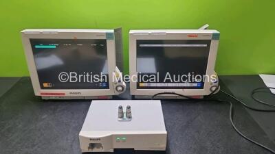 Job Lot Including 2 x Philips IntelliVue MP70 Patient Monitors (Both Power Up) 1 x Philips IntelliVue G5 M1019A Gas Module (Powers Up Missing Water Trap) *SN ASBF0207 / DE61754150 / DE73165645*