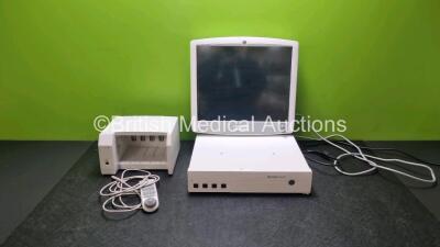 GE Carescape B850 Monitoring System Including 1 x D19KT Display / Monitor1 x GE USB Remote and 1 x F5-01 Module Rack (Powers Up with Blank Screen DVI-I Cable Not Included) *SN SG10032455HX / DTL05130494 / SED1178792GA*