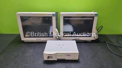 Job Lot Including 2 x Philips IntelliVue MP70 Patient Monitors (Both Power Up) 1 x Philips IntelliVue G5 M1019A Gas Module (Powers Up Missing Water Trap) *SN ASAB0223 / DE73165632 / DE843B4788*