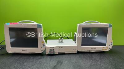 Job Lot Including 2 x Philips IntelliVue MP50 Anesthesia Monitors (1 Powers Up with Damaged Label Tag, 1 Powers Up Blank Screen-See Photos) 1 x Philips IntelliVue G5 M1019A Gas Module with Water Trap (Powers Up) *SN ARYC-0085, DE82079021, DE820B1225*