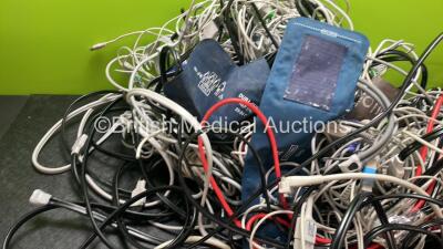 Job Lot of Various Patient Monitoring Cables Including NIBP Hoses, SpO2 Finger Sensors and ECG Leads - 2