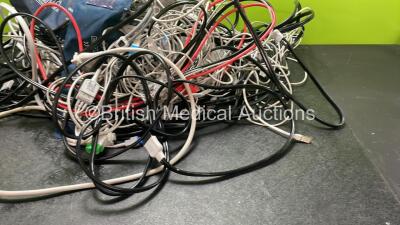 Job Lot of Various Patient Monitoring Cables Including NIBP Hoses, SpO2 Finger Sensors and ECG Leads - 3