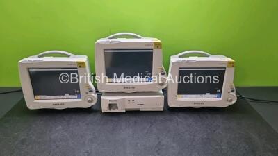 Job Lot Including 3 x Philips IntelliVue MP30 Patient Monitors (All Power Up) and 1 x Philips IntelliVue G5 M1019A Gas Module (Power Up Then Cuts Out Missing Water Trap) *SN DE62234713 / DE62234724 / DE62234728 / ASAJ0082*