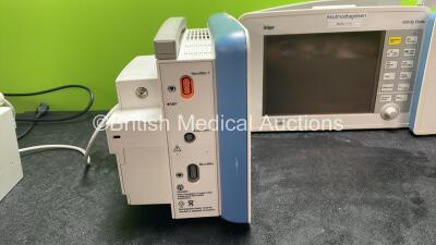 3 x Drager Infinity Delta Patient Monitors with HemoMed 1, Aux/Hemo 2, Aux/Hemo 3, NBP Options and 1 x Power Supply (All Power Up Faceplates and Software In Danish) *SN 5395535954,5395491760, 5395522264* - 3