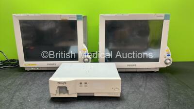 Job Lot Including 2 x Philips IntelliVue MP70 Patient Monitors (Both Power Up) 1 x Philips IntelliVue G5 M1019A Gas Module (Missing Water Trap) *SN ASBF-0213, DE84399771, DE84384690*