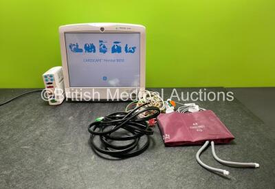 GE Carescape B650 Touch Screen Patient Monitor *Mfd 06-2012* with 1 x GE Type E-PSMP-01 Module Including ECG, P1/P3, P2/P4, SpO2 and NIBP Options *Mfd 07-2012* 1 x 3 Lead ECG Lead, 1 x SpO2 Finger Sensor, 1 x BP Cuff, 1 x NIBP Hose (Powers Up) *SN 6875188