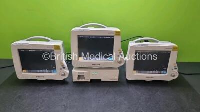 Job Lot Including 3 x Philips IntelliVue MP30 Patient Monitors (All Power Up) and 1 x Philips IntelliVue G5 M1019A Gas Module (Powers Up Missing Water Trap) *SN ASBF0218 / DE72877713 / DE728AO530 / DE72846256*