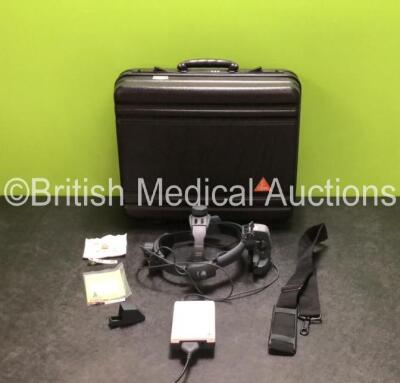 Heine Omega 500 Binocular Indirect Ophthalmoscope with Charging Pack, Power Supply and Accessories in Case (Powers Up with Good Bulb) *SN 1121000771*