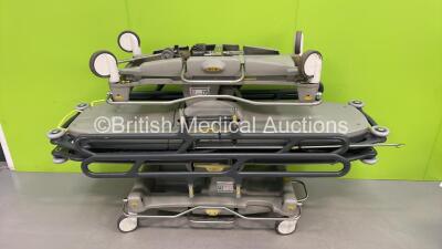 2 x Anetic Aid QA3 Hydraulic Trolleys with 1 x Mattress (Hydraulics Tested and Working)